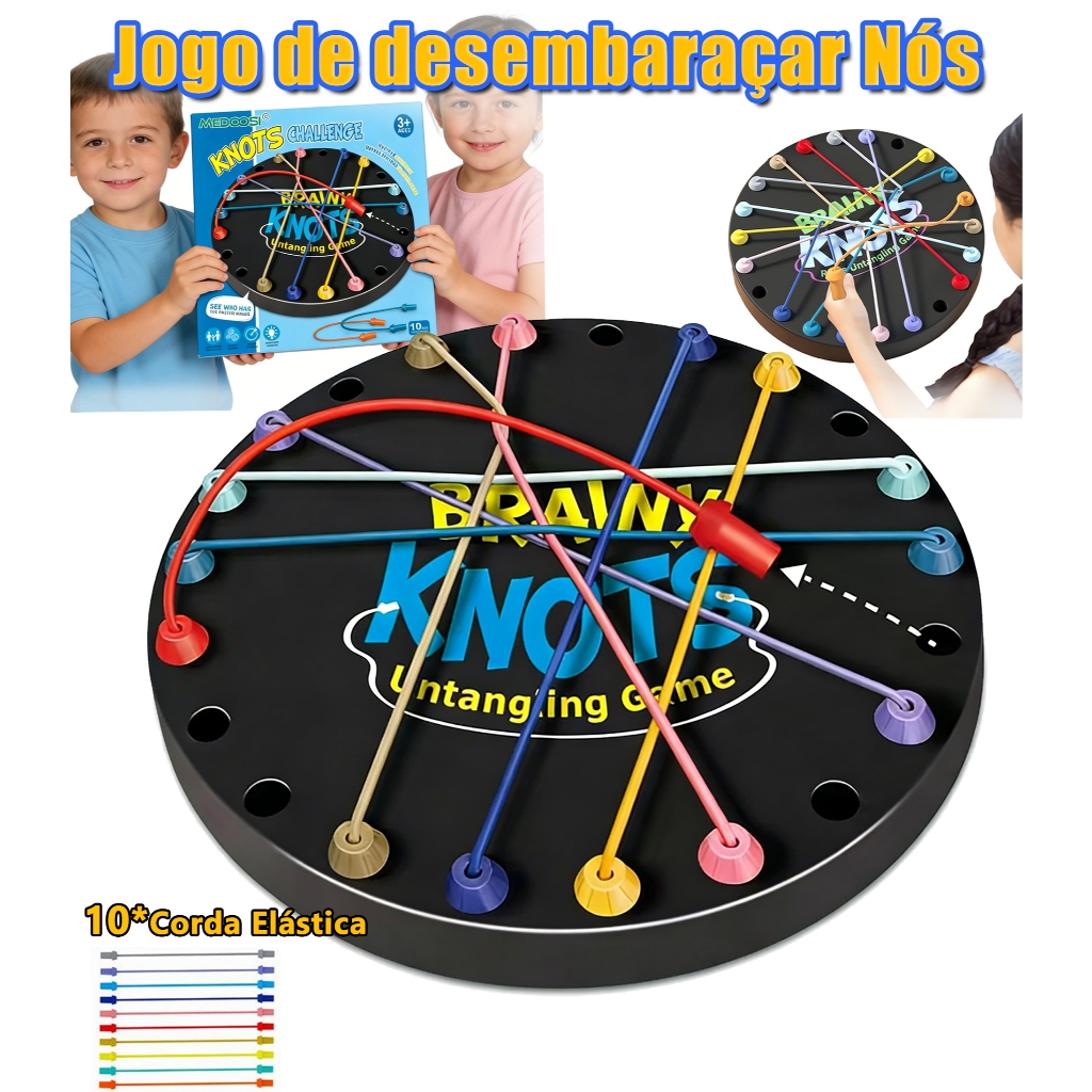 Jogo Quebra-Cabeça Desafio de Corda e Nós - Treino de Lógica e Inteligência para Crianças,Interação entre pais e filhos
