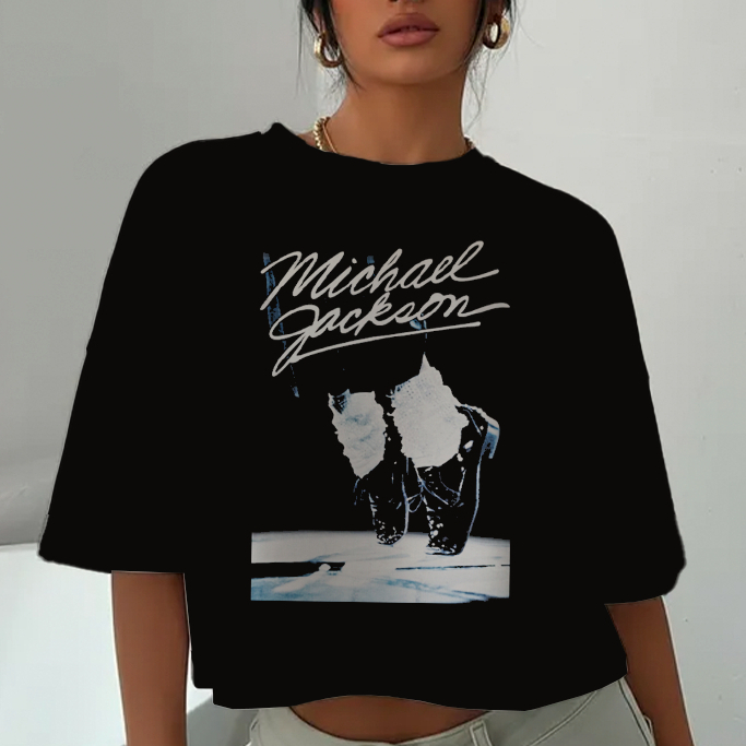 Blusa Cropped Oversized Feminina Algodão Rei Pop King Michael Jackson MJ Dança Moonwalk Filme 2026