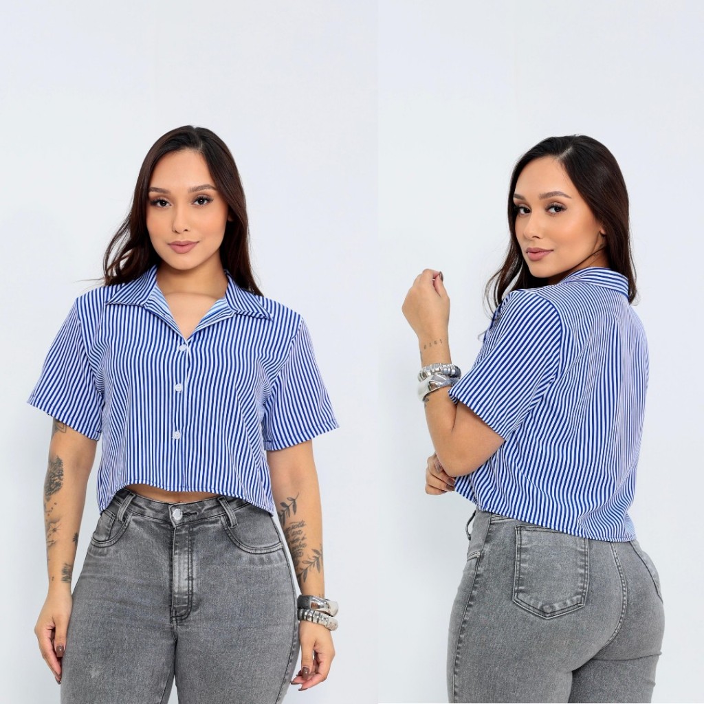 CAMISA FEMININA ELEGANTE MODA CASUAL MANGA CURTA 14