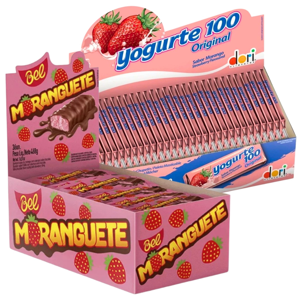 Kit Pirulito Yogurte Mastigável C/50 Unidades + Moranguete de 13g C/36 Unidades