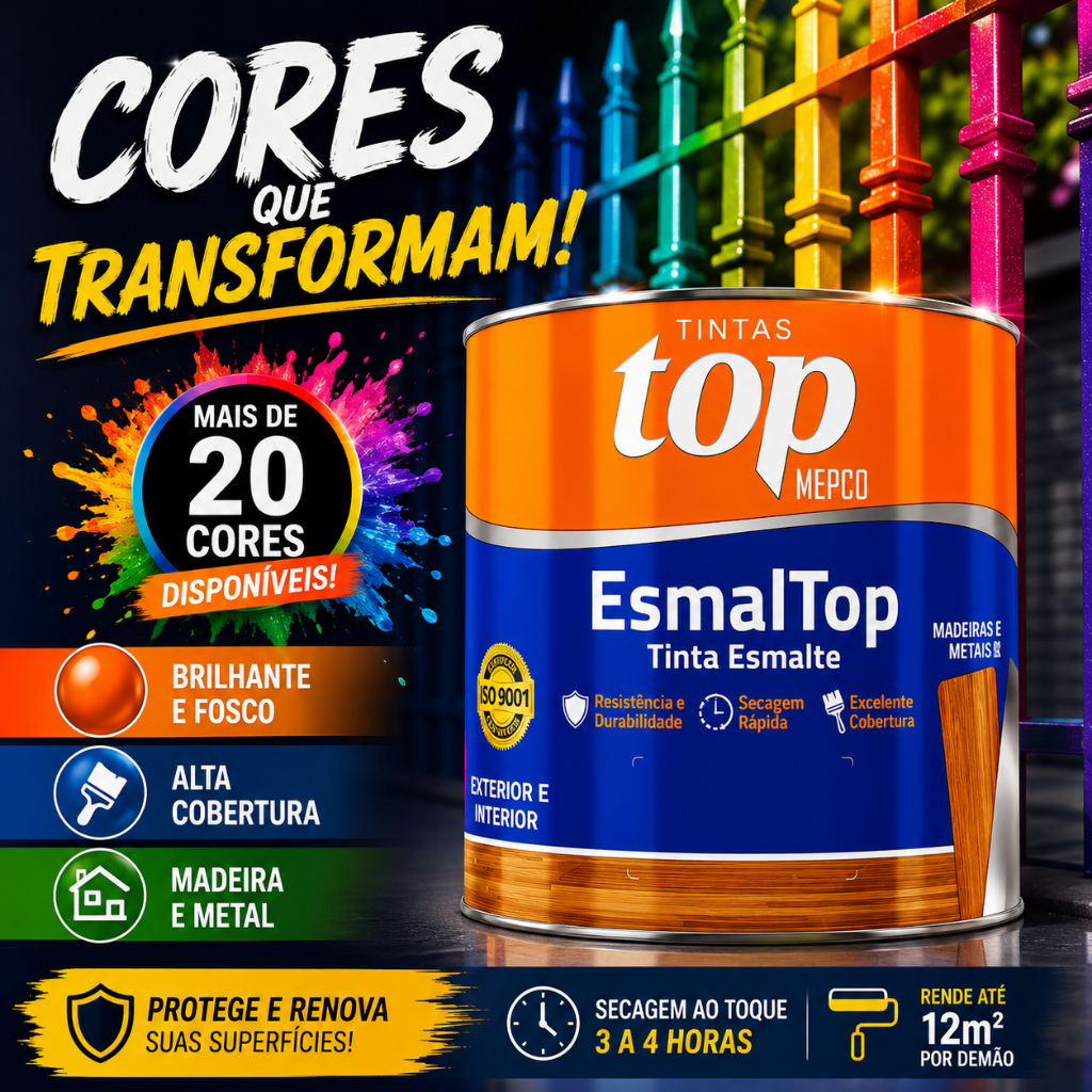 Esmalte Sintético Brilhante Fosco Mepco 900ml para Porta Portão Grade Janela