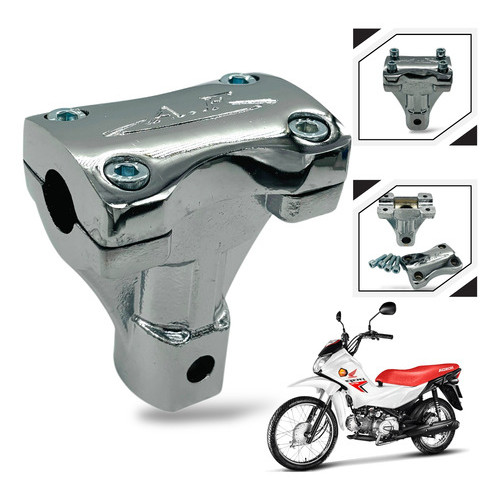 Adaptador Mesa Guidão Honda Pop 100 110i Alumínio Reforçado - Cromado