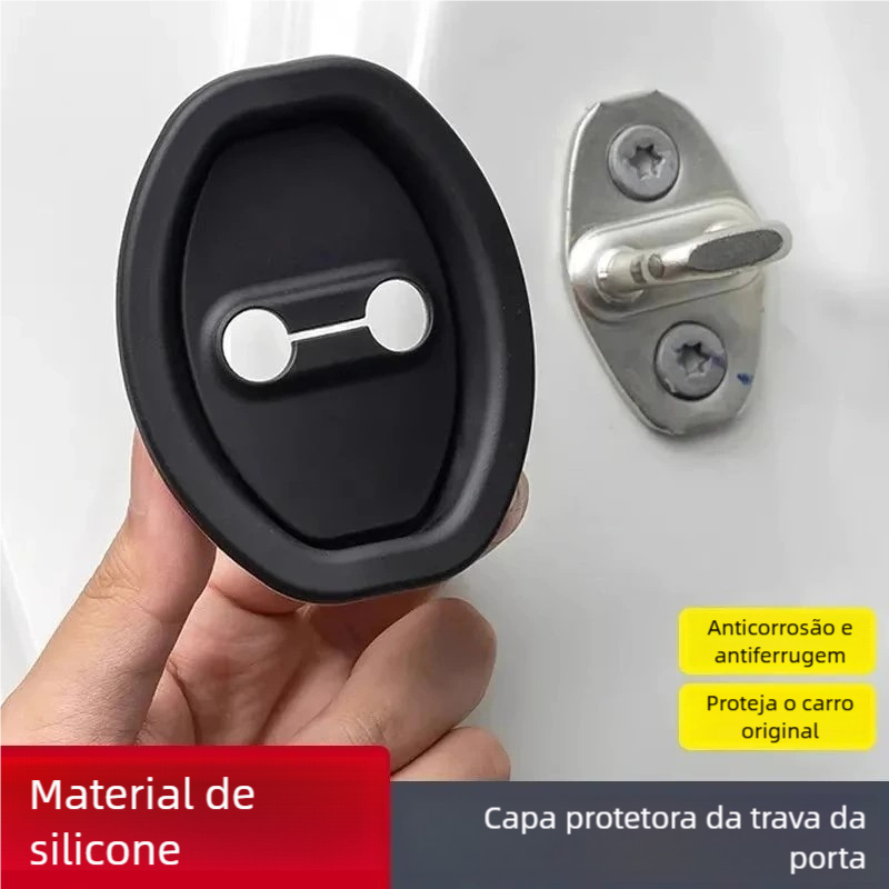 Kit Amortecedor de Fechadura Veicular 4 Peças - Borracha Protetor Anti Colisão
