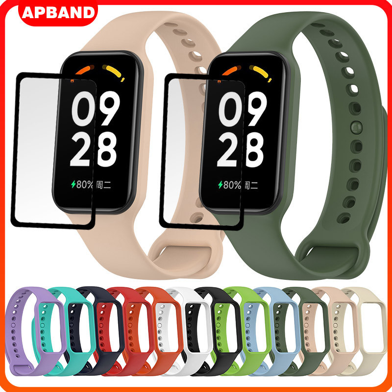 Pulseira Capa Capinha Silicone De Película Com Vidro Para Relógio Smartwatch Xiaomi Band 8 Active /Redmi Band 2