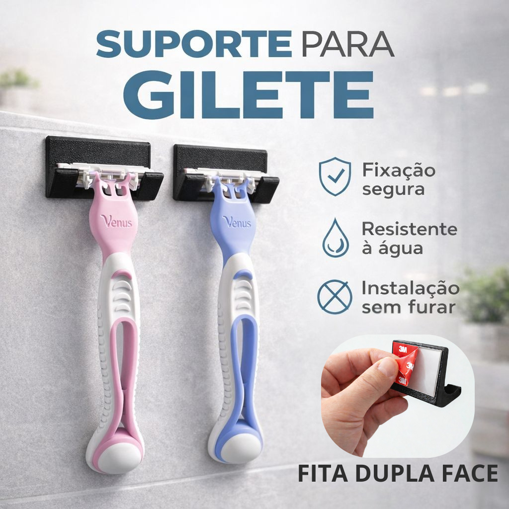 Suporte Para Aparelho De Barbear Lamina Gillette  Prestobarba Com Fita Dupla Face