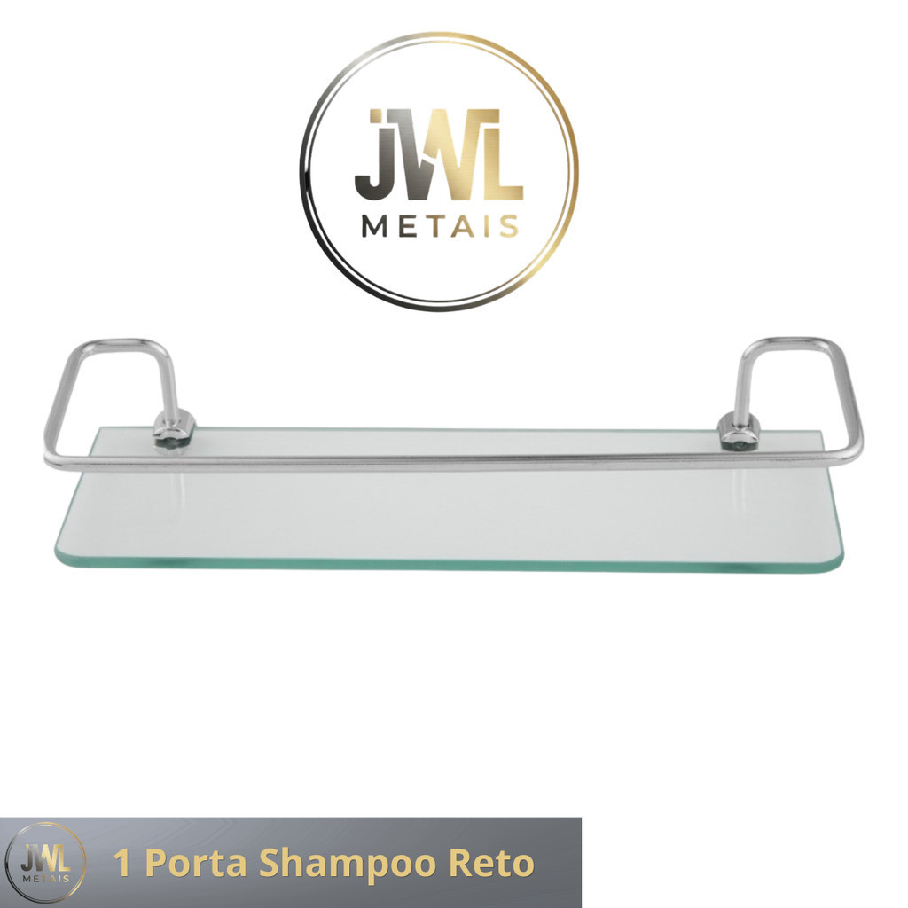 Porta Shampoo Ou Prateleira Vidro Banheiro Cozinha Reto Organizador De Box