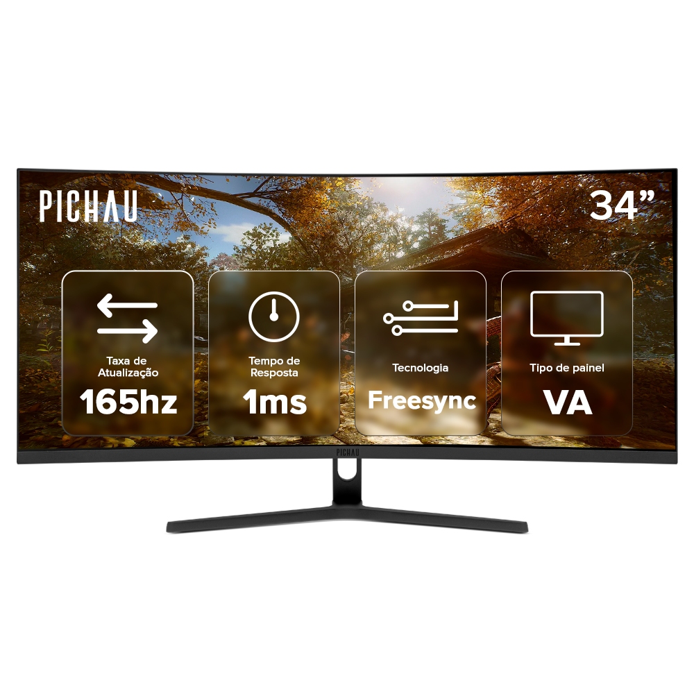 Monitor Gamer Pichau Nexus 34 Neo S, 34 Pol, VA, Ultrawide Curvo, WQHD, 1ms 165Hz, PG-NXS34NEOS-BL01
