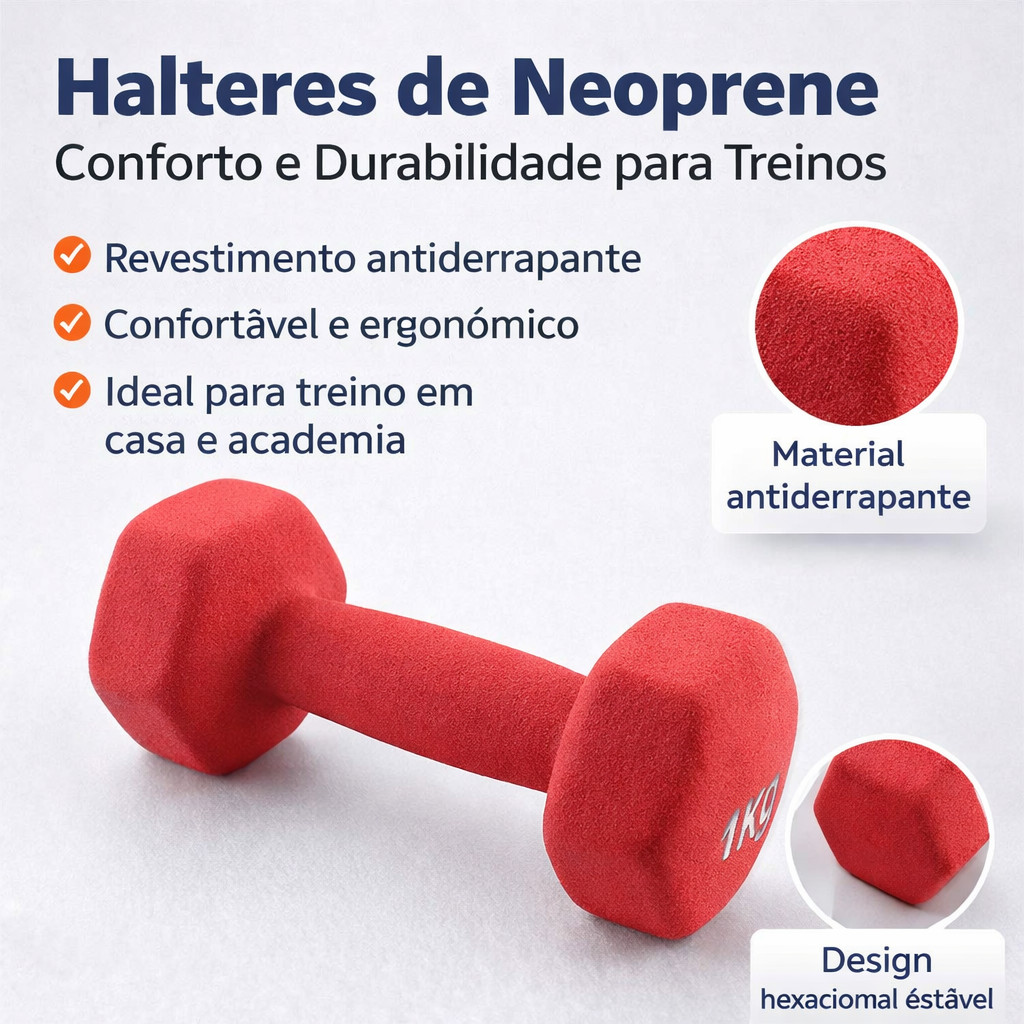 Halter Hexagonal 1kg/2kg/5kg/6kg Revestimento Plástico Texturizado Antiderrapante