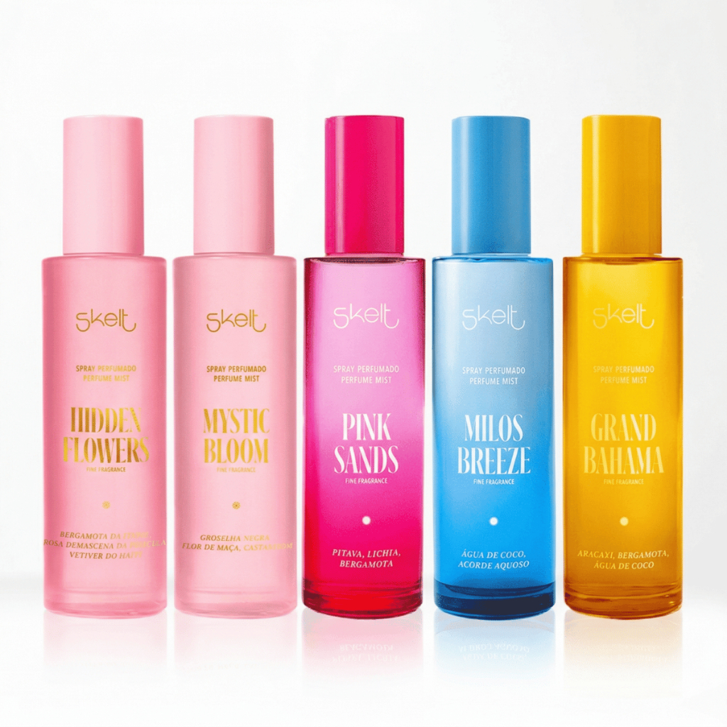 Body Splash Perfume Skelt Cheiroso Feminino Dia a Dia Flowers Grand Bahama Milos Breeze Pink Sands