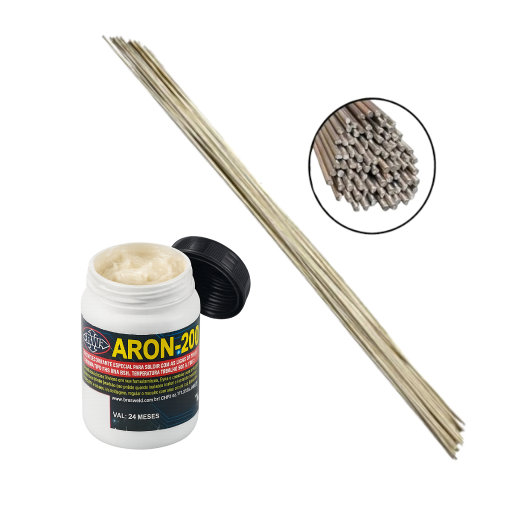 Kit 5 Varetas Foscooper + Fluxo para Solda | Soldagem Tubos de Cobre Refrigeração Ar Condicionado
