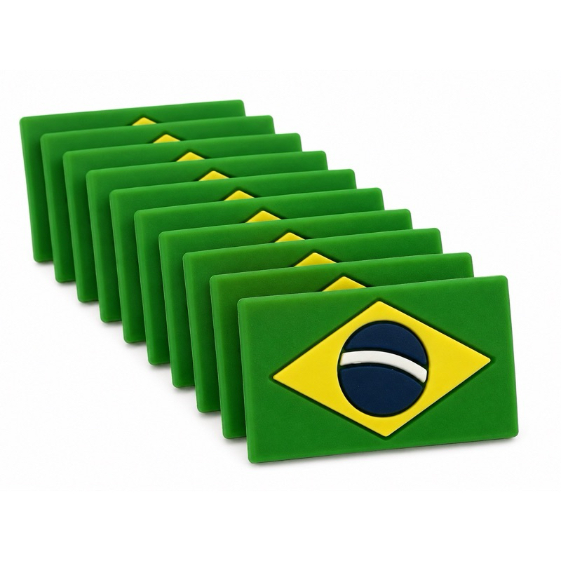 Aplique Emborrachado Kit 10 Unidades Bandeira Brasil Copa Verde, Azul e Amarelo para Laços, Tiaras, Sapatos e Artesanato