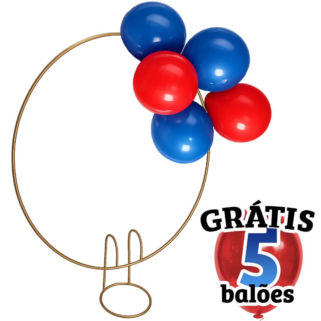 Arco De Mesa com Balões Grátis Painel Pé Redondo Dourado Festa Bexiga Mini 50cm Dourado