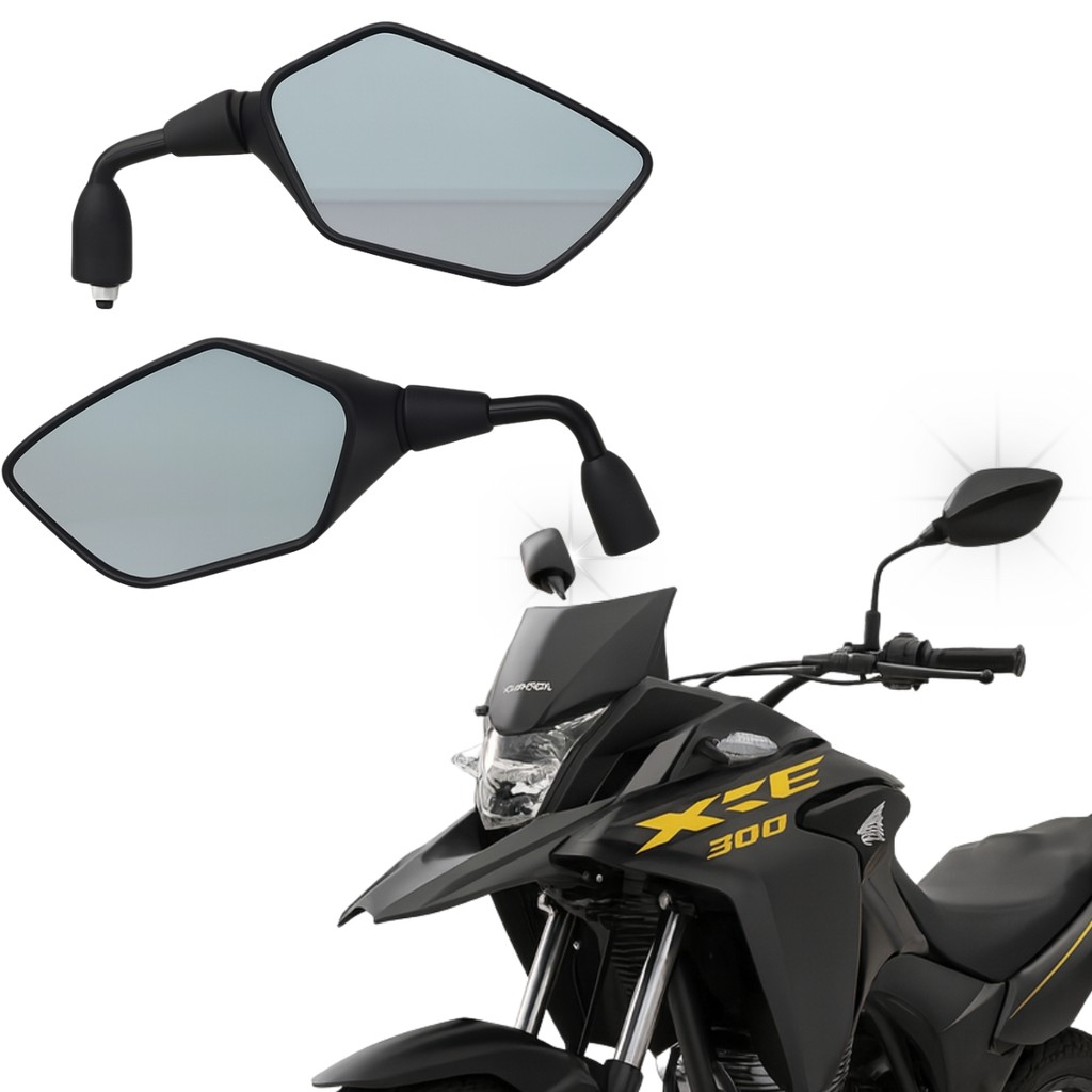 Retrovisor XRE Honda GVS Fixo Rebaixado 90 Graus Convexa Sahara GS Biz 300 Rosca 160 2023 2024