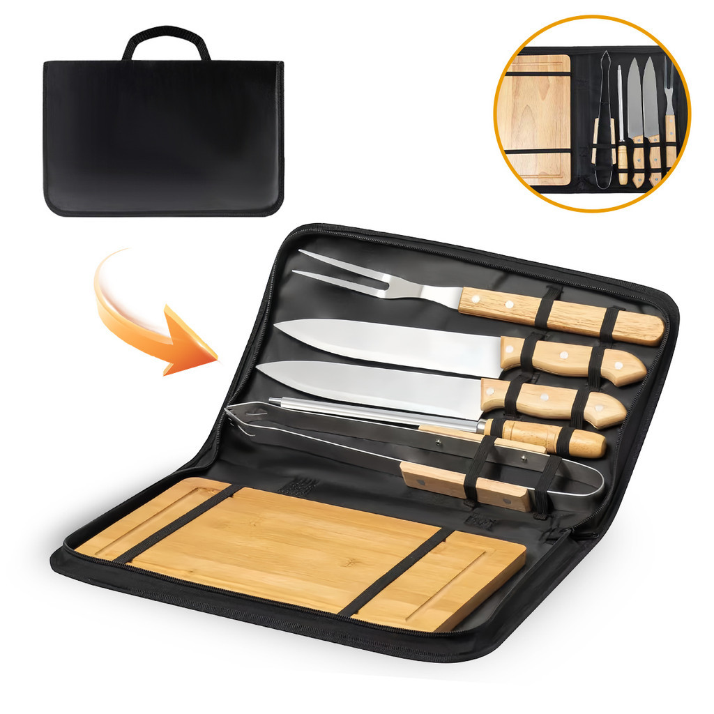Kit Churrasco 6 Peças Com Estojo - Utensílios Profissionais