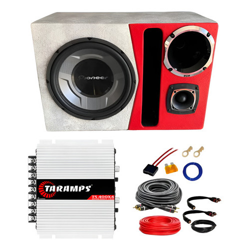 Caixa Trio Pioneer 12p 1300w + Amplificador Ts400x4 + Fiação