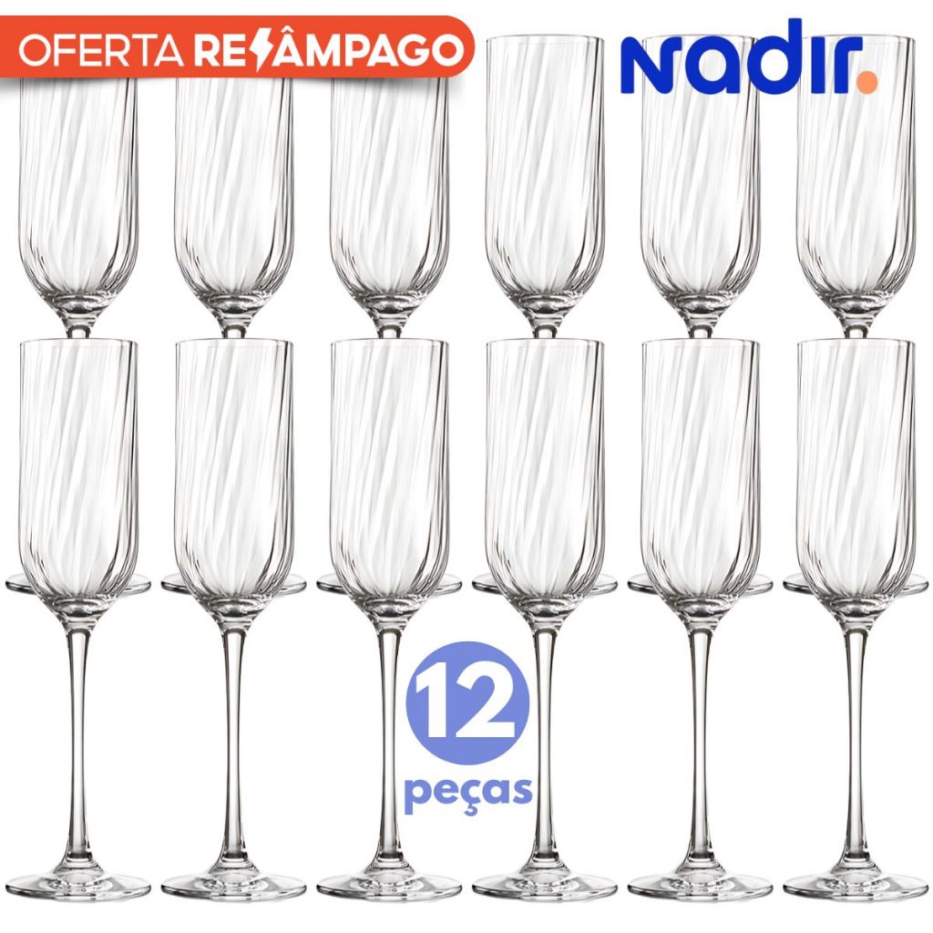Kit Taças para Espumantes, Champanhe Fiore Nadir 195ml Champagne Eventos Vidro Reforçado