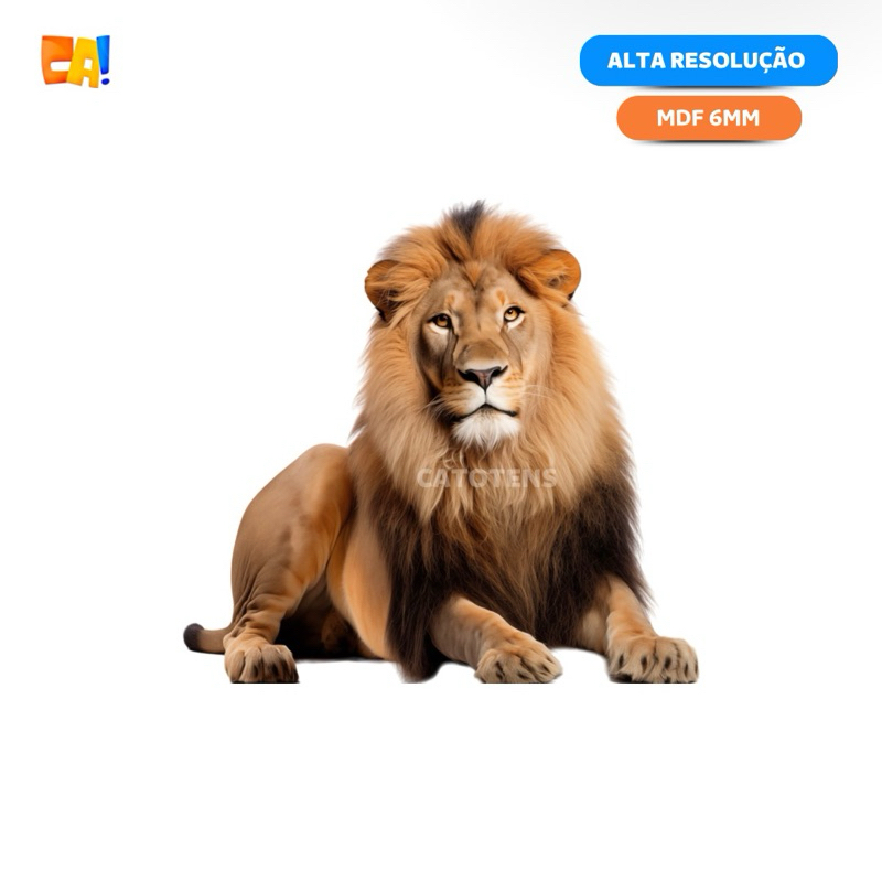 Display de chão MDF 6mm Leão deitado Safari 50cm a 90cm Animais Realistas