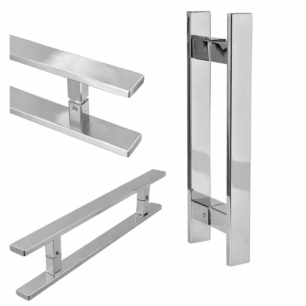 Puxador inox barra chata 30cm para portas de madeira, vidro e aluminio