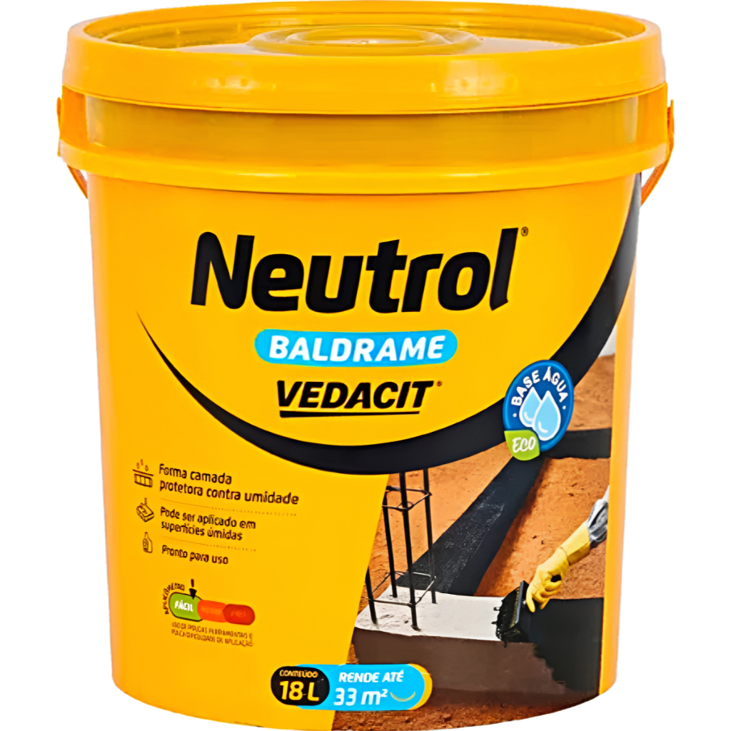 Impermeabilizante Neutrol Baldrame 18L Vedacit Base Água Tinta Asfáltica Fim da Umidade