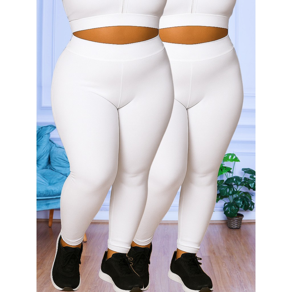 Kit 2 Calça Leg Legging Suplex Academia ou Dia a Dia Plus Size G1 G2 G3 G4