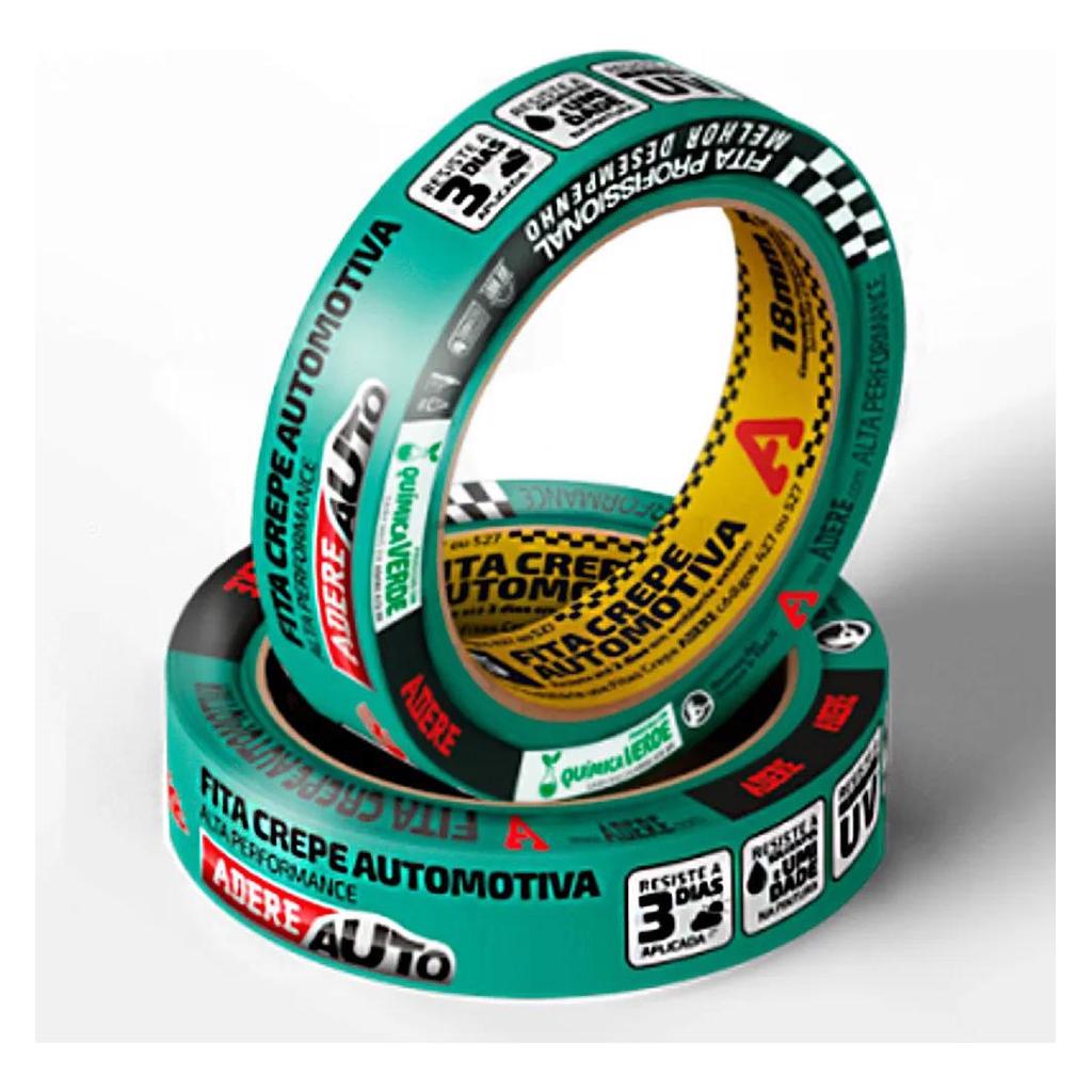 KIT C/ 2 Fita Crepe Verde Automotiva 525s 18mm X 50m - Adere