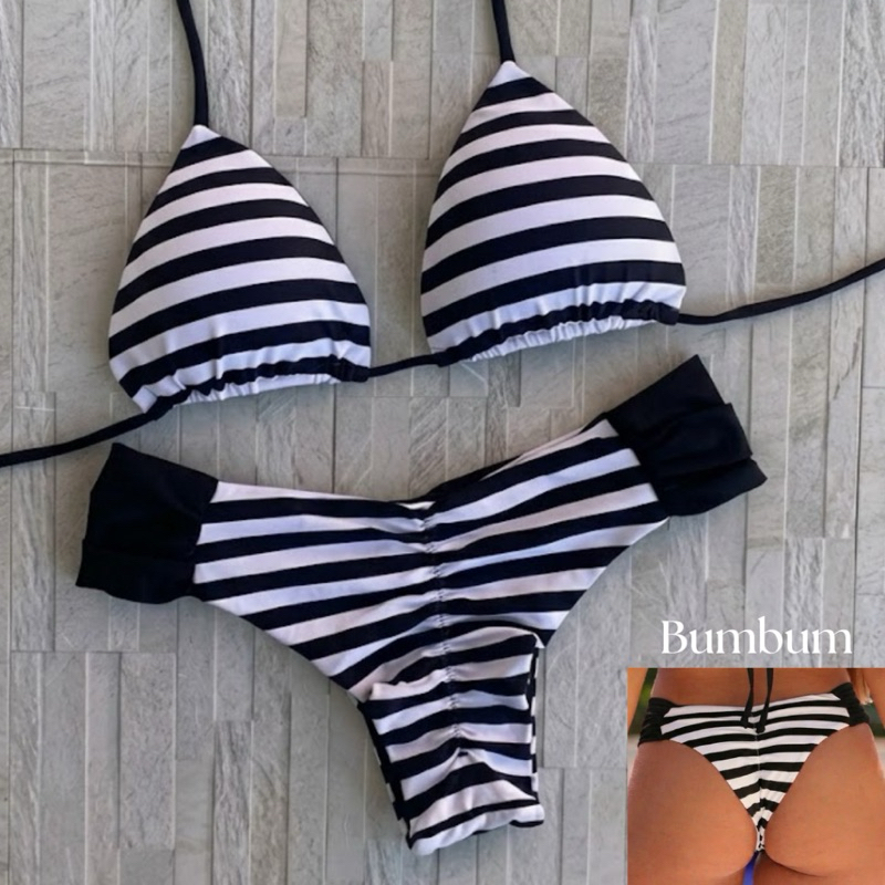 Conjunto Biquíni Cortininha e calcinha empina bumbum