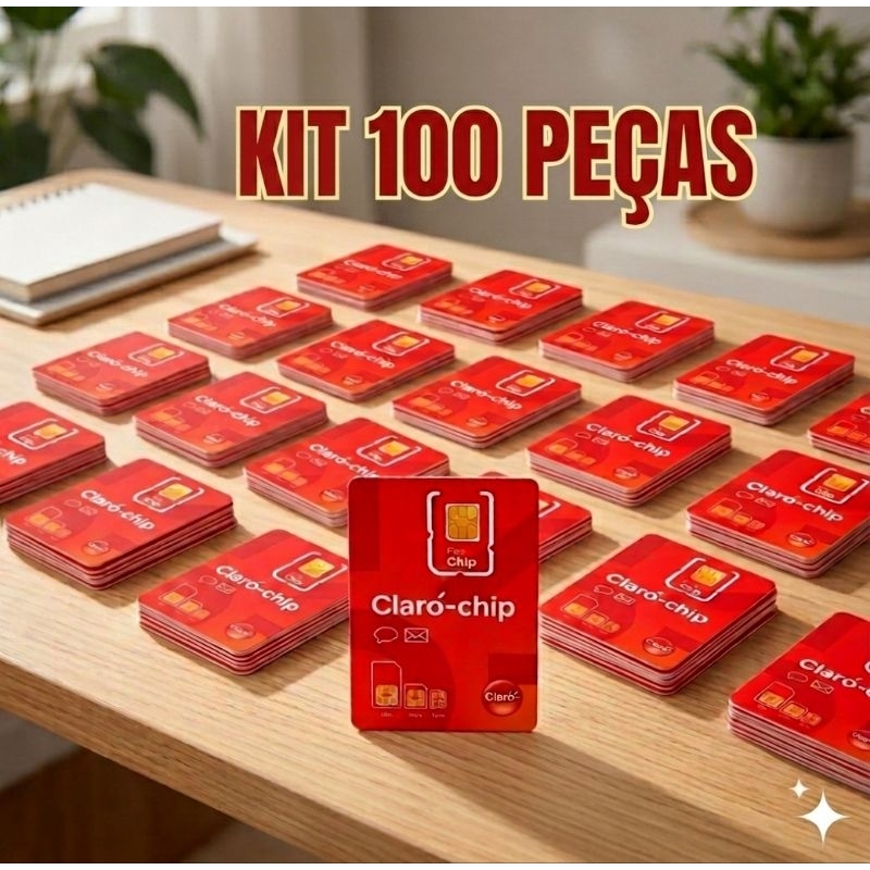 Chip Claro Pré Kit 100 peças sem recarga
