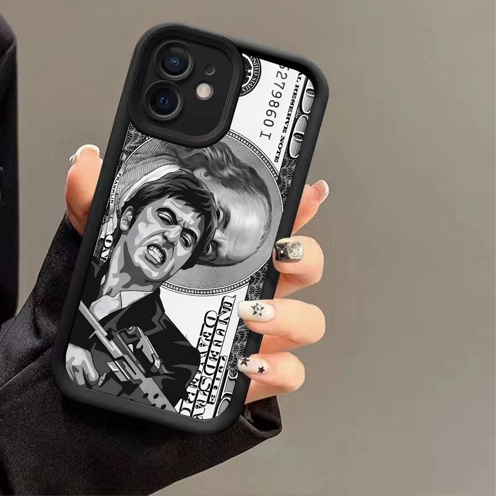 Capinha Capa Anti-impacto iPhone xr 11 12 13 14 15 16 17 PRO MAX Caso Minimalista criativa cédulas retrato  Fosco