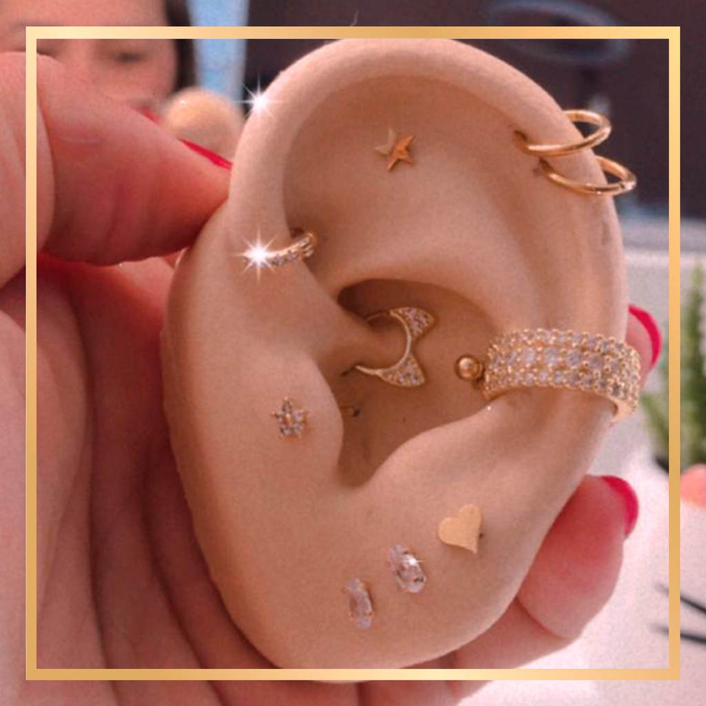 Orelha Silicone Bege Treinamento Acupuntura Exposição Joias Brincos Piercings