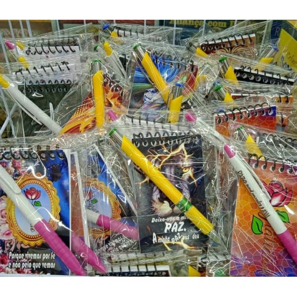 Bloquinho de anotações + Caneta kit com 10