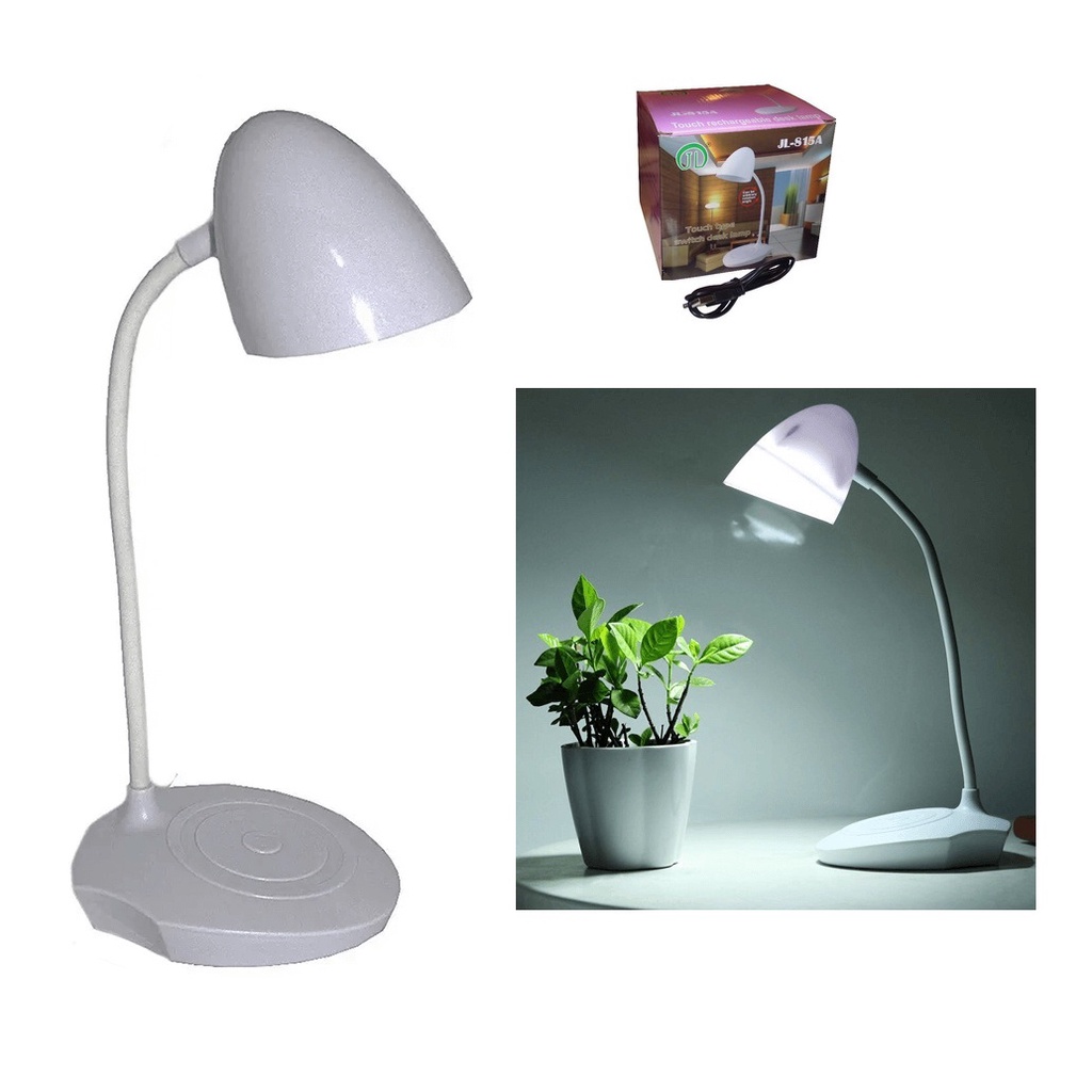 Luminária de Mesa Touch USB Branca Recarregável Flexível - 3 Níveis de Luz LED JL-815A